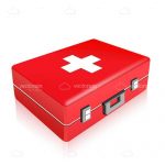 3D Red First Aid Kit with White Cross